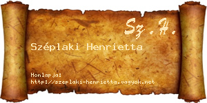 Széplaki Henrietta névjegykártya